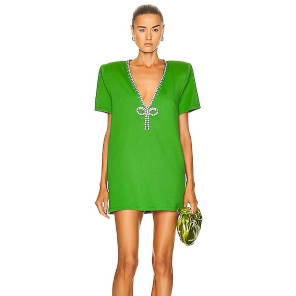 COPY - Area-Crystal Bow V Neck Dress Mini